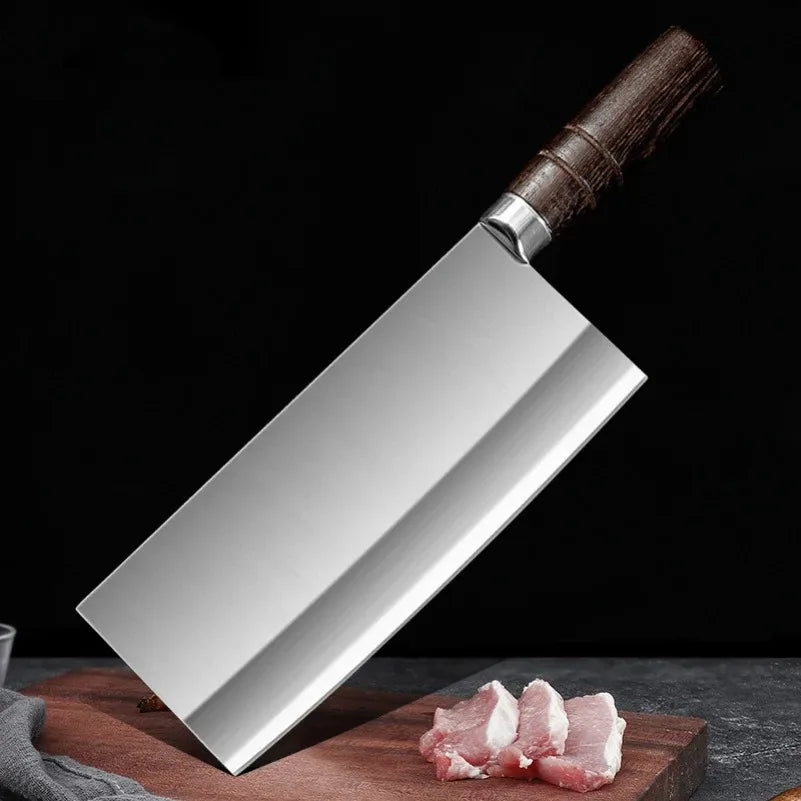InLeung Chef Cleaver Knife – Sharp Stainless Steel & Wood Handle Chef Cleaver Knife Axl