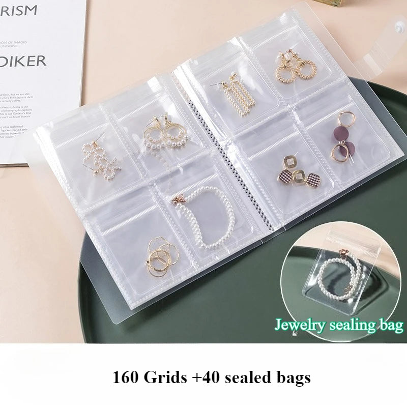 Portable Jewelry Organizer Album – Anti-Oxidation Zipper Bag Jewelry Organizer Axl 160-Grid and 40 bags