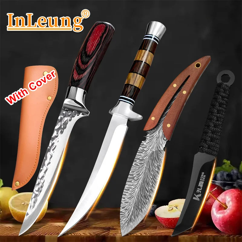 InLeung Stainless Steel Boning Knife – Sharp Wood Handle Chef Knife Boning Knife Axl