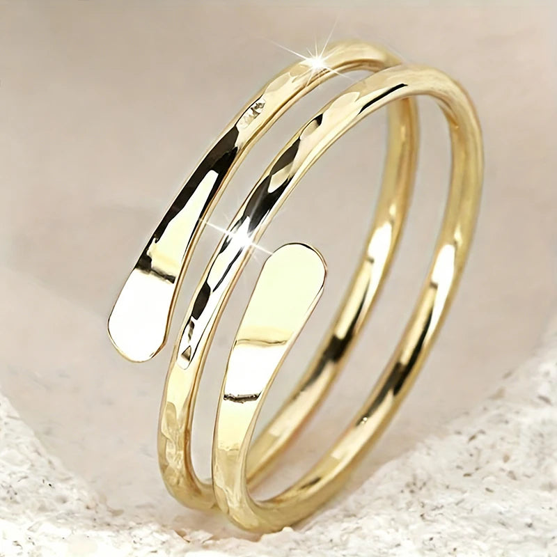 Huitan Glossy Multi-Layer Brass Ring – Women's Party Jewelry Fashion Ring Axl