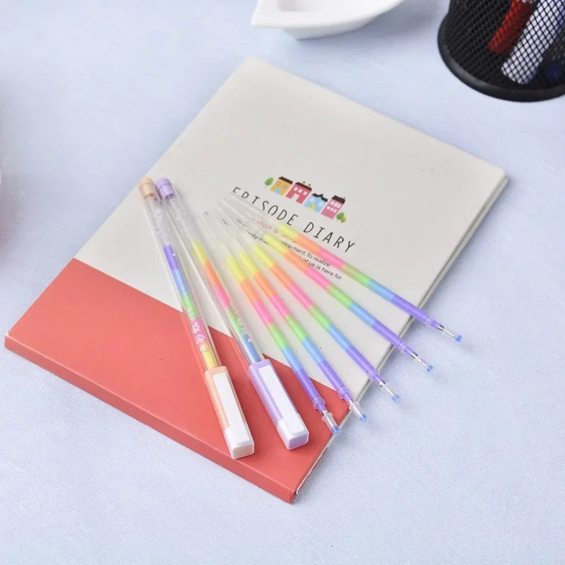 6-Piece Kawaii Rainbow Gel Pens – Kids Diary & Art Deco Set Gel Pen Set Axl