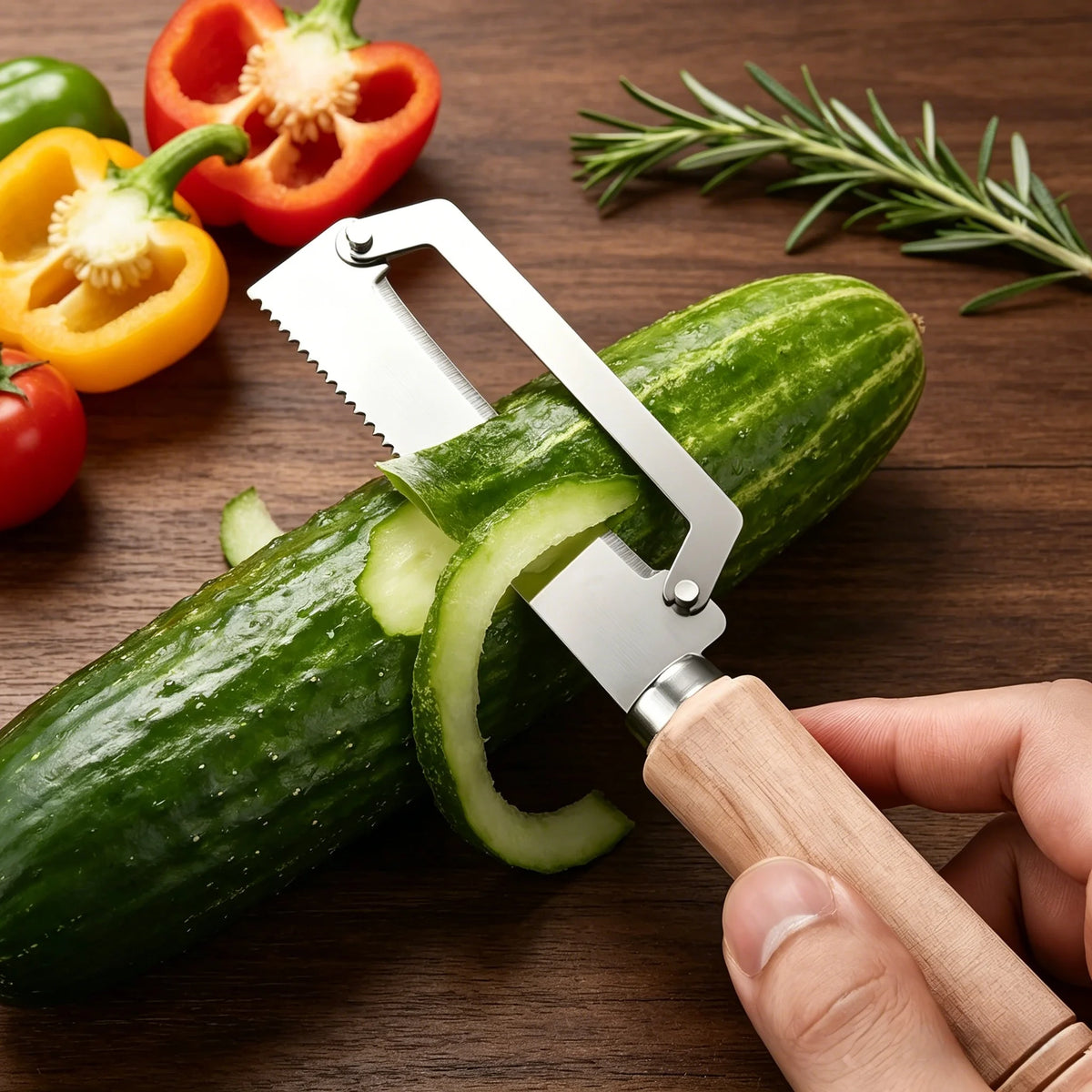 Stainless Steel Vegetable Peeler & Grater – Wood Handle Vegetable Peeler Axl