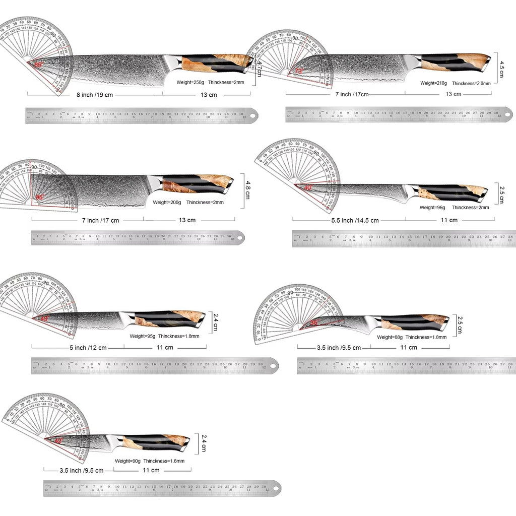 XITUO 7-Piece Damascus Steel Kitchen Knife Set | Ultra Sharp Kitchen Knife Set Axl