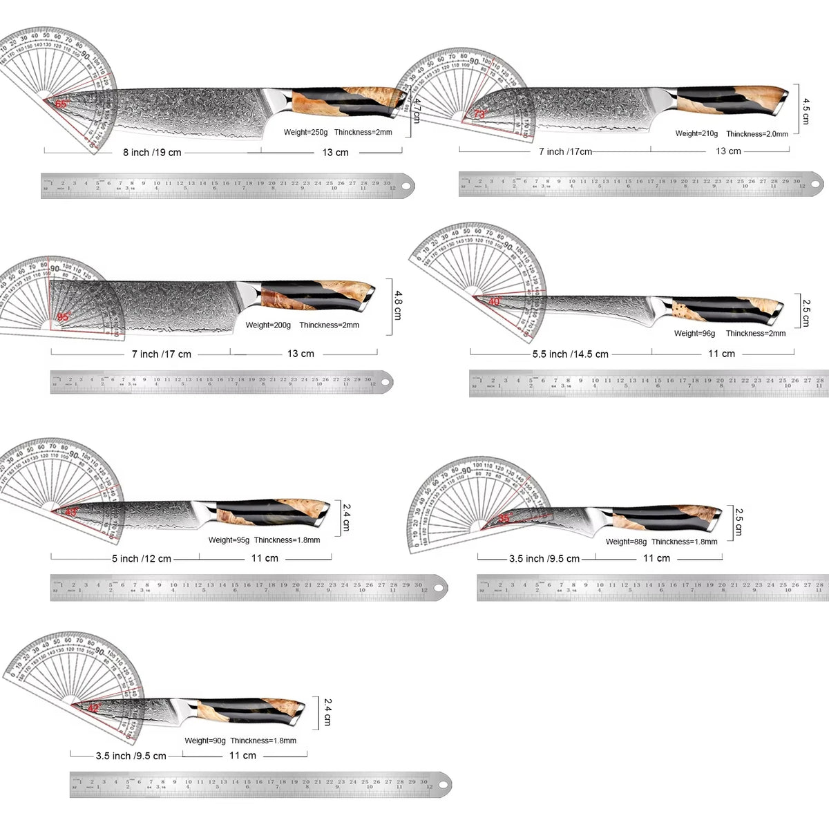 XITUO 7-Piece Damascus Steel Kitchen Knife Set | Ultra Sharp Kitchen Knife Set Axl