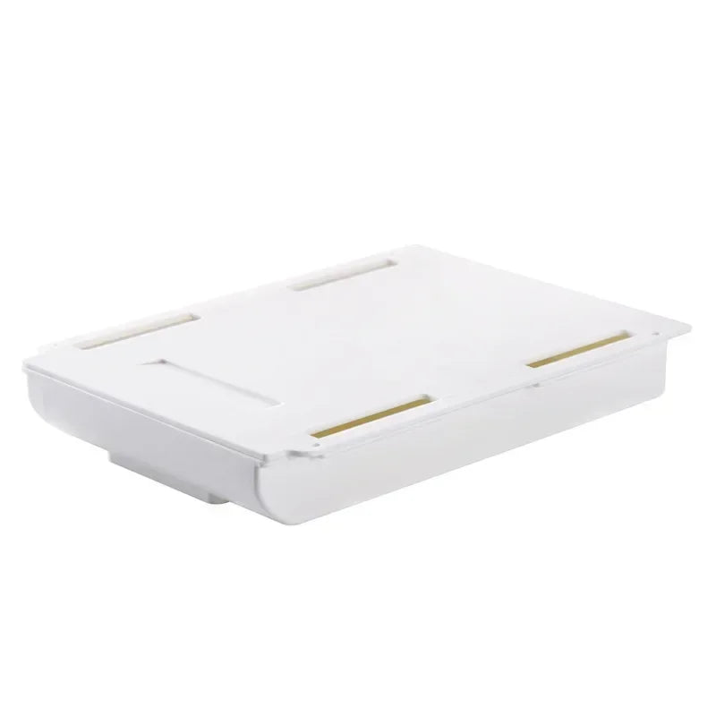 Under Desk Storage Drawer – Self-Adhesive Hidden Organizer Tray Desk Drawer Organizer Axl white L