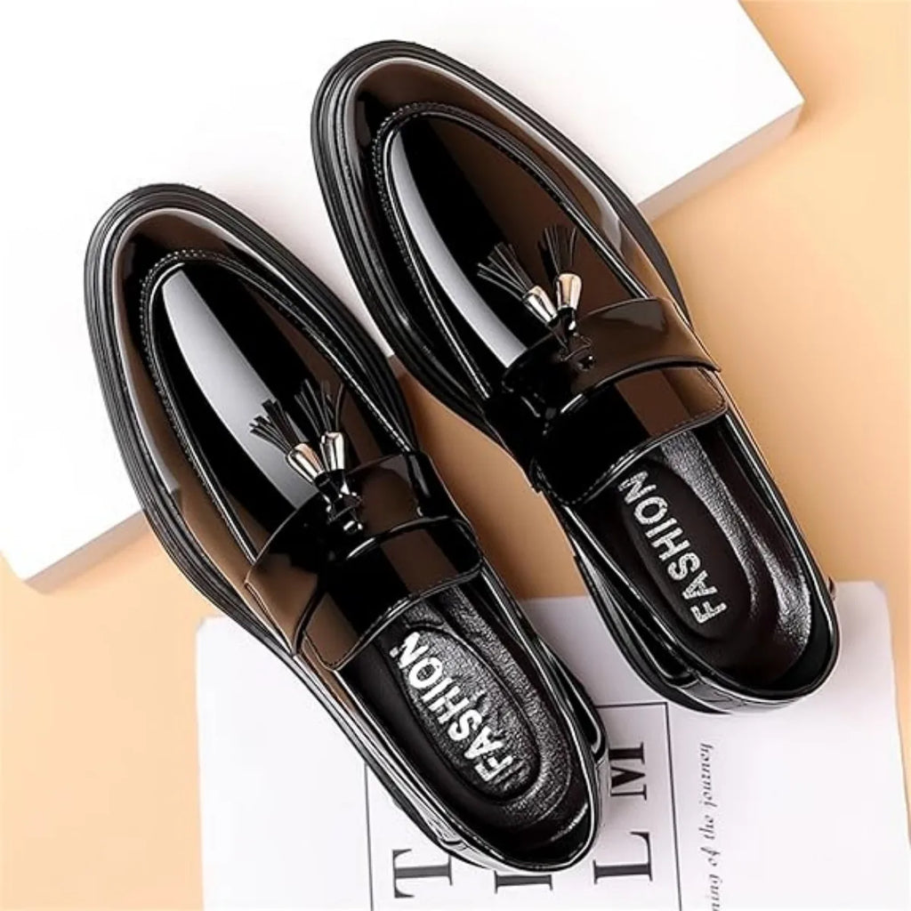 Men's Tassel Patent Penny Loafers – Slip-On Dress Shoes Men's Dress Loafers Axl