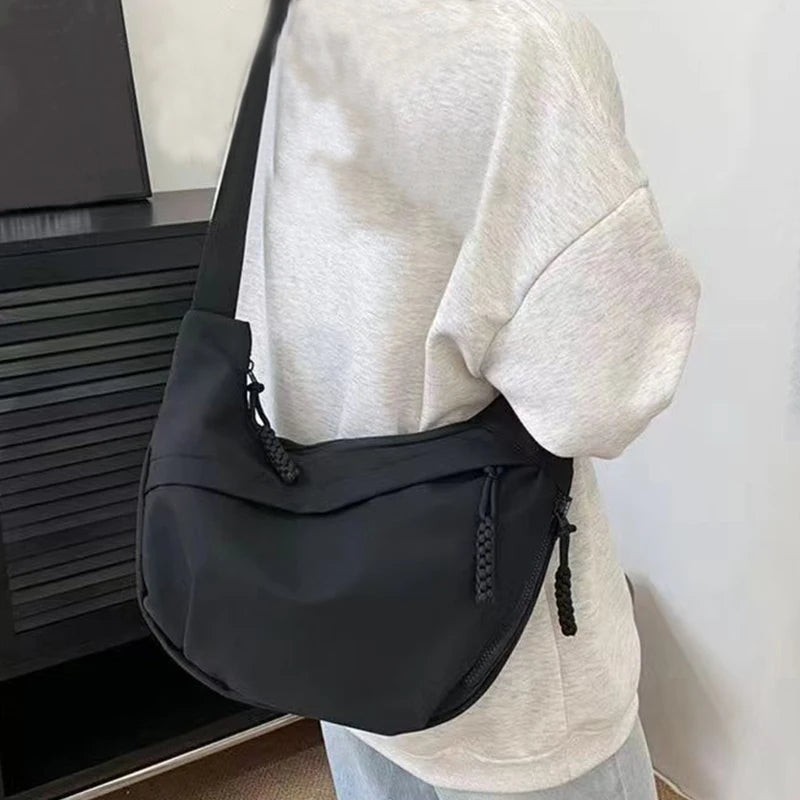 Women's Nylon Crossbody Hobo Bag – Large Capacity Shoulder Purse Crossbody Shoulder Bag Axl Black-1pcs