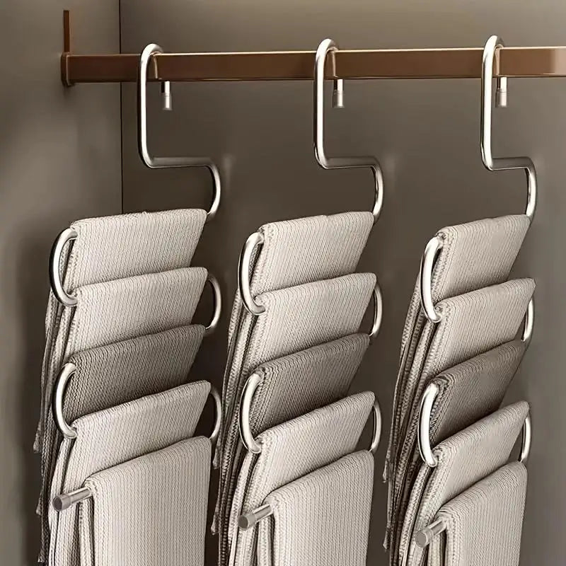 5-Layer Stainless Steel Trouser Rack – Wardrobe Space Saver Trouser Hanger Rack Axl