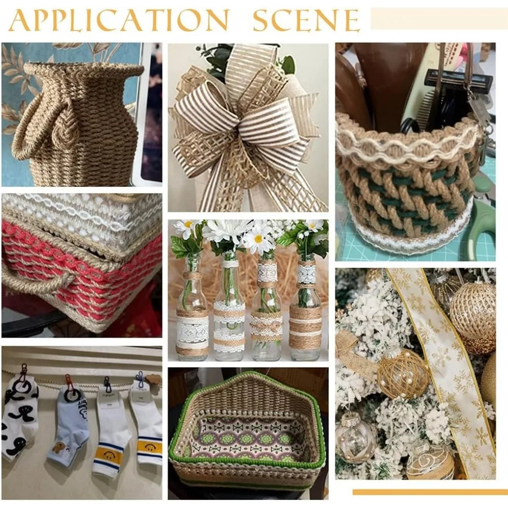Braided Burlap Ribbon 10m – Rustic Jute Gimp Braid Trim Craft Ribbon Trim Axl