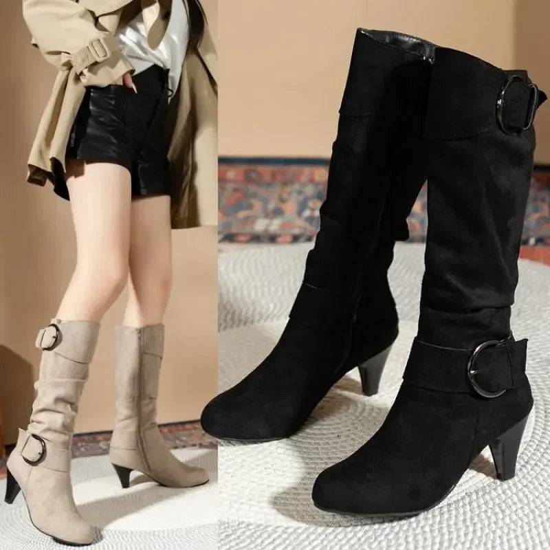 Women's Knee-High Zipper Boots – Pointed Toe, Sizes 35–43 Knee-High Boots Axl