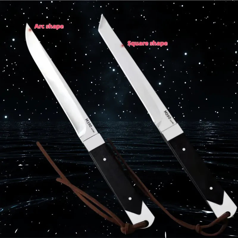 M390 Steel Fixed Blade Knife – Ebony Handle & Leather Scabbard Fixed Blade Knife Axl