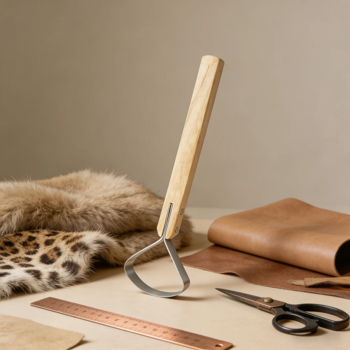 Leather Fleshing Tool & Skiving Knife – DIY Leathercraft Scraper Leatherworking Tool Axl