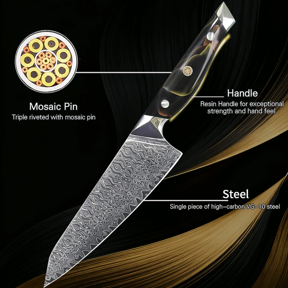 Kiritsuke Chef Knife – Sharp Stainless Steel Non-Slip Handle Kiritsuke Kitchen Knife Axl