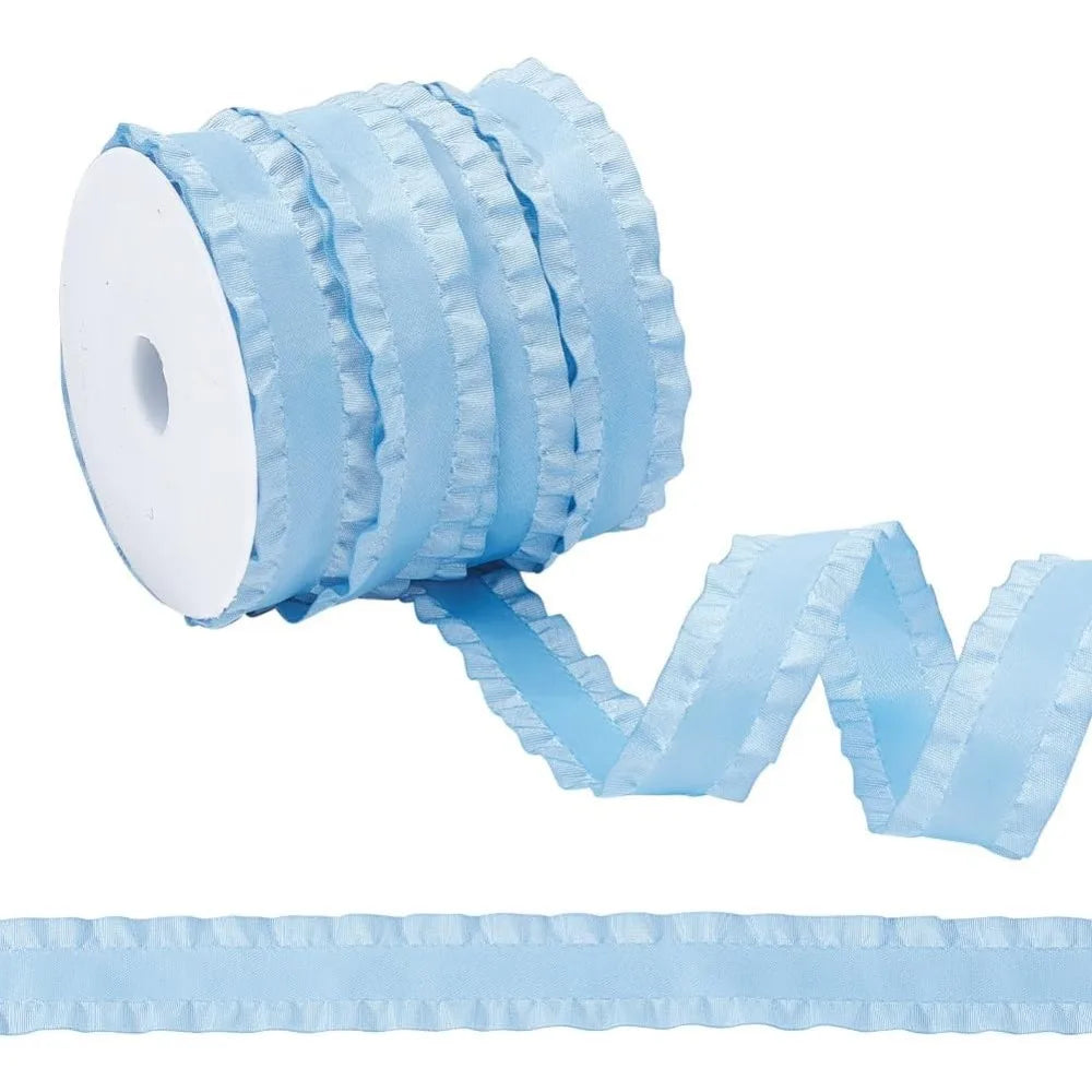 Light Sky Blue Ruffled Wave Ribbon 25 Yds 40mm Polyester Trim Ruffled Trim Ribbon Axl AECH04-18468