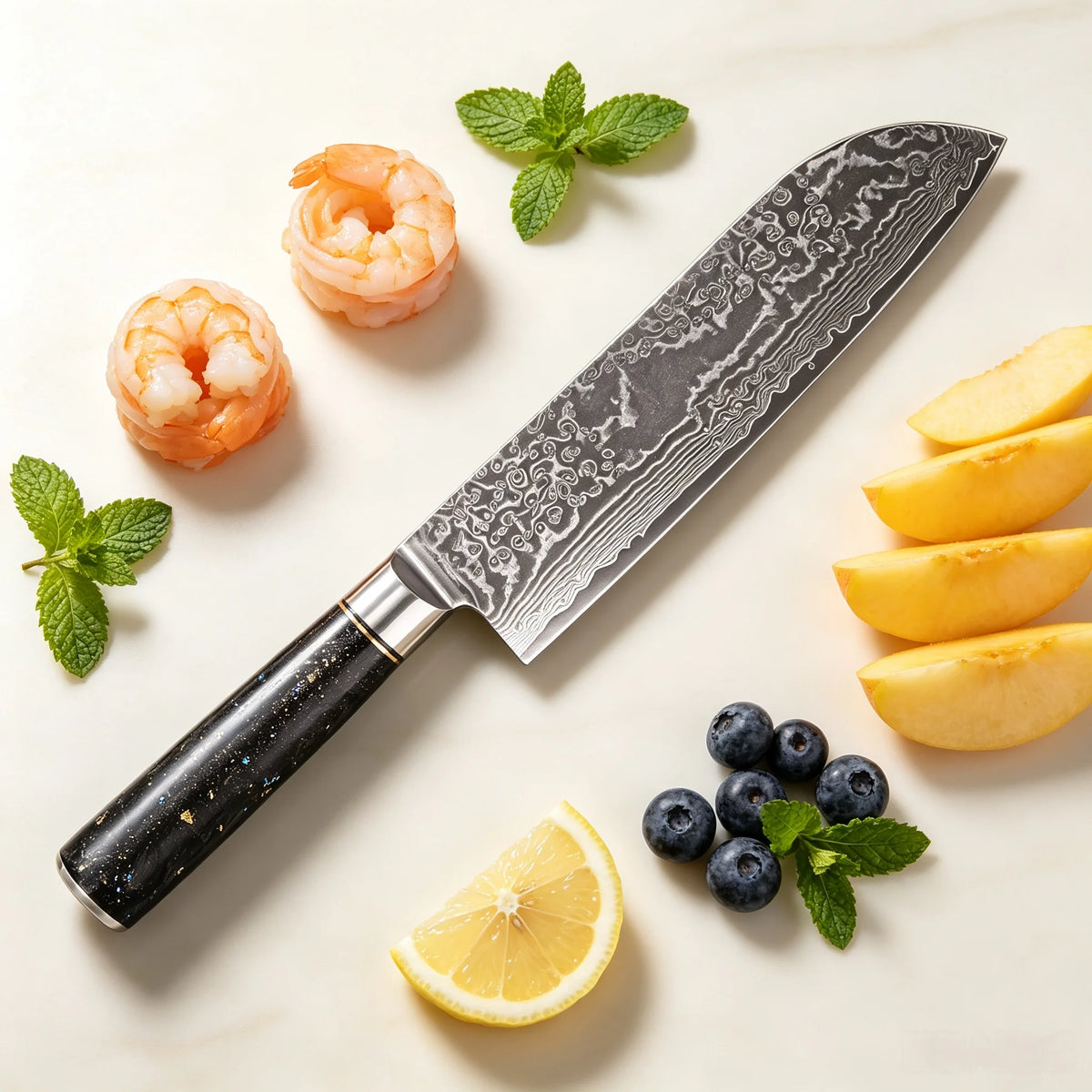 67-Layer Damascus Steel Santoku Knife – Sharp Chef Kitchen Knife Damascus Santoku Knife Axl