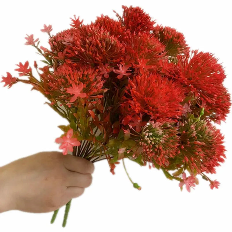 Faux Red Leucospermum Flower Bunch – 5 Heads Artificial Stem Artificial Flower Stem Axl