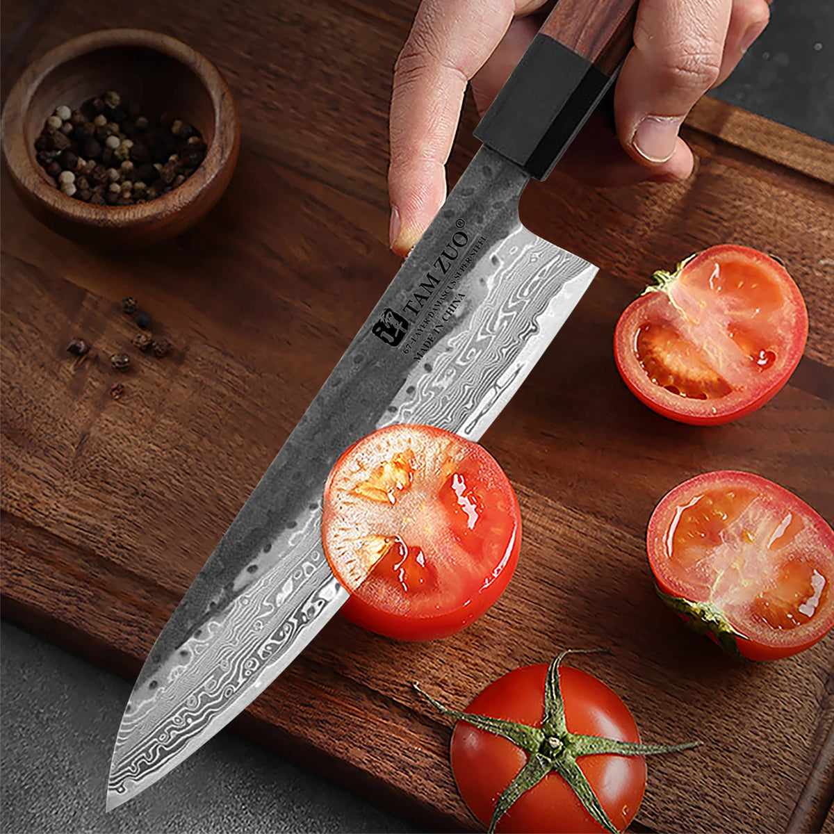 TAMZUO 8" Damascus Steel Chef's Knife VG10 – Gift Box Damascus Chef's Knife Axl