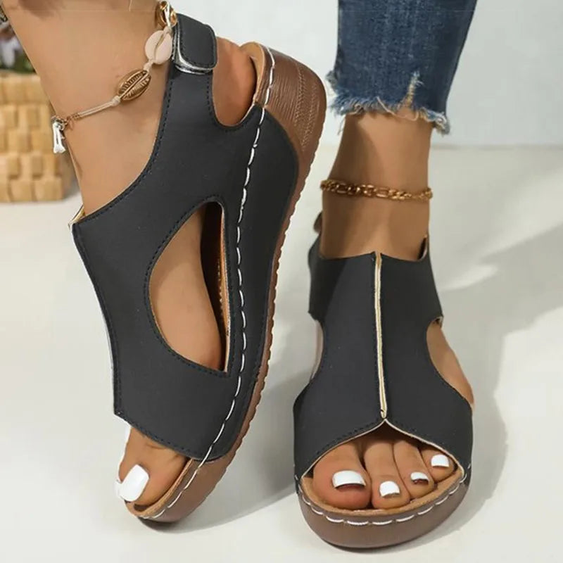 Women's Peep Toe Wedge Sandals – Lightweight Summer Heels Wedge Sandals Axl