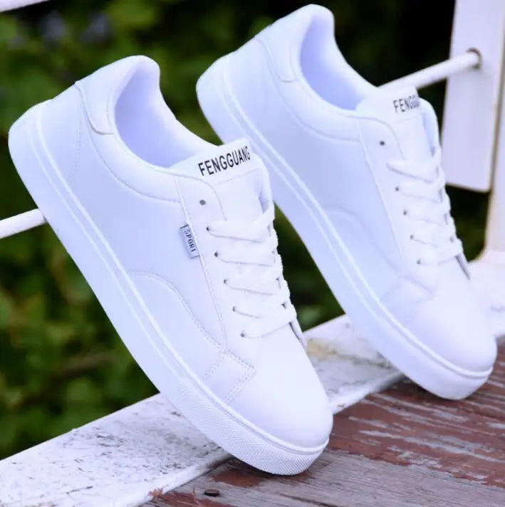 YBQJOO Flat Lace-Up Canvas Sneakers for Men – Sizes 34–47 Flat Canvas Sneakers Axl 8614-White 40