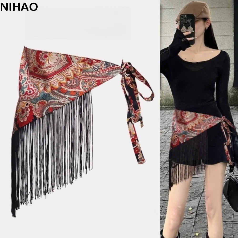 Chinese Tassel Waist Belt – Ethnic Hip Wrap Scarf & Skirt Tassel Waist Belt Axl