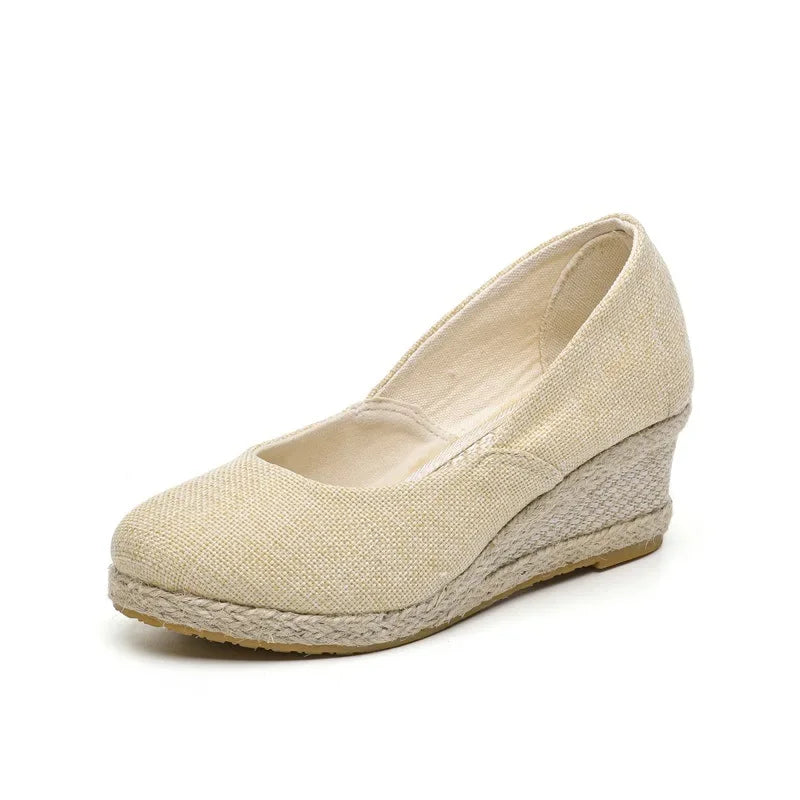 Women's Canvas Wedge Espadrille Pumps – Slip-On Heels Wedge Espadrille Pumps Axl