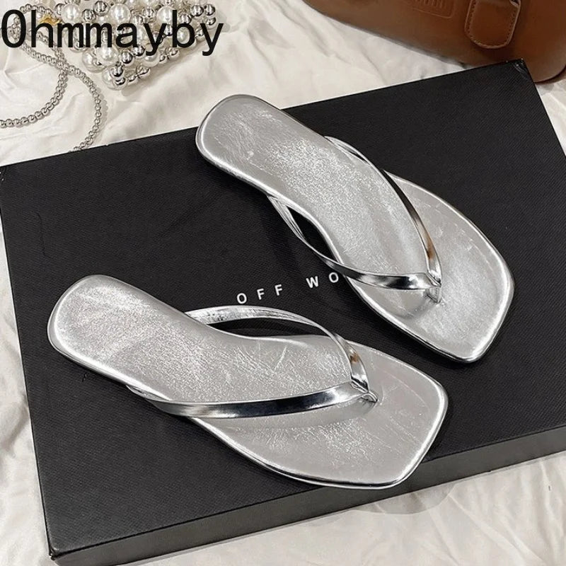 Women's Square Toe Flip Flops – Soft Sole Summer Slides Women's Flip Flops Axl
