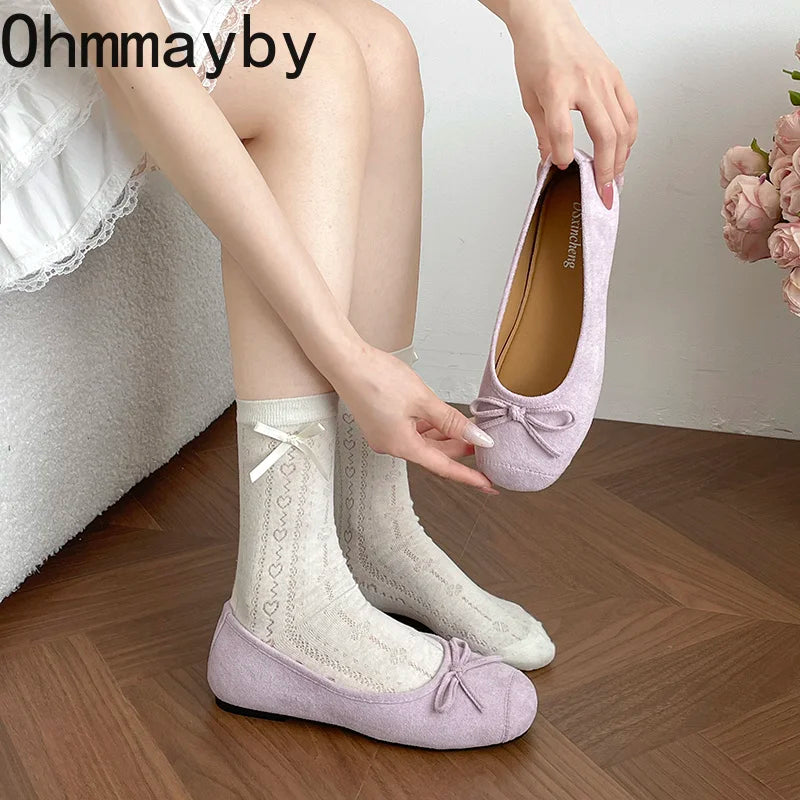 Butterfly-Knot Women's Mary Jane Ballet Flats | Slip-On Dress Shoes Mary Jane Flats Axl
