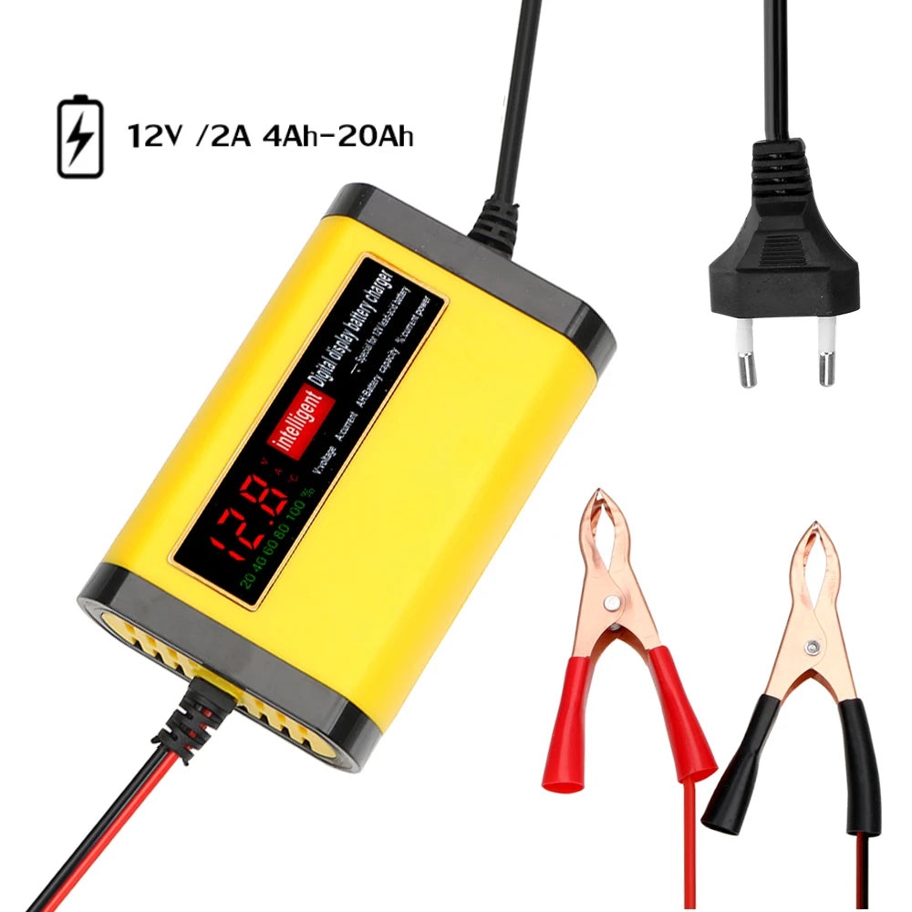 Automatic 2A Car Battery Charger – LCD Display, 12V Car Battery Charger Axl