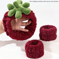 Strawberry Headband & Wristband Set – Soft Terry Cloth 3 Pcs Hair Accessories Set Axl red-1set