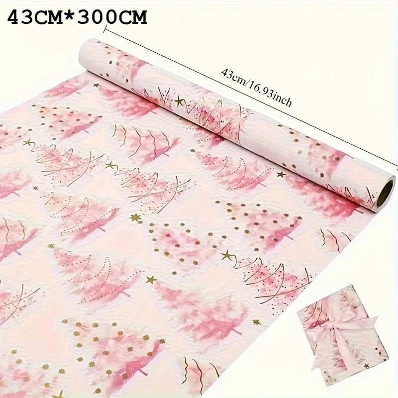 Christmas Tree Golden Foil Gift Wrapping Paper Roll 17x118in Gift Wrapping Paper Axl 1Roll