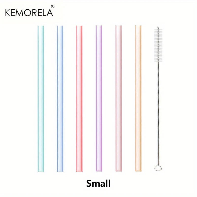 KEMORELA 6-Pack Reusable Silicone Straws with Cleaning Brush Reusable Drinking Straws Axl 6PCS-Small