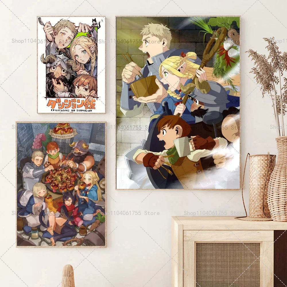 Anime Dungeon Meshi Wall Poster – Waterproof Self-Adhesive Sticker Anime Wall Poster Axl