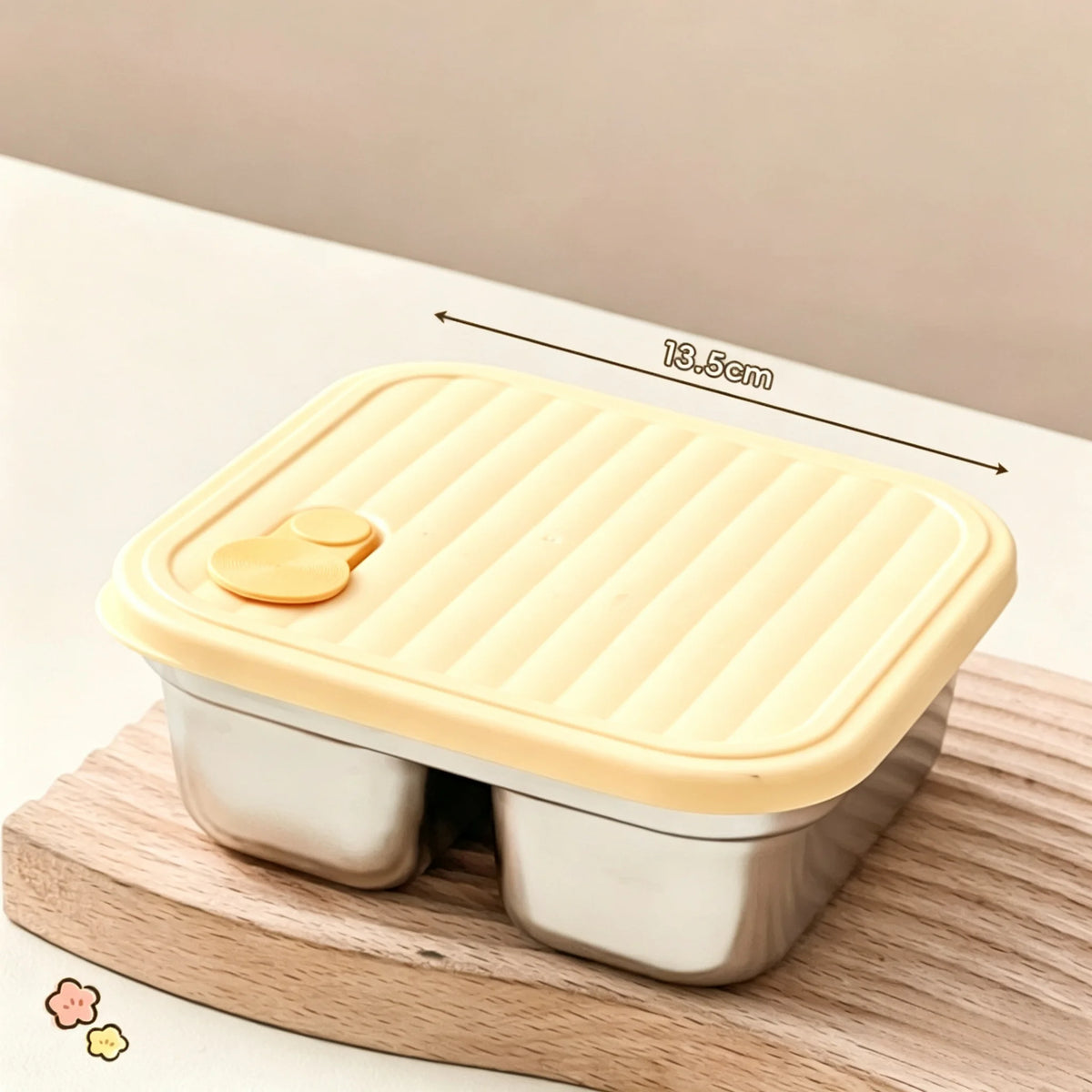 WORTHBUY 304 Stainless Steel Stackable Leak-Proof Lunch Box Stainless Steel Lunch Box Axl Yellow 600ml