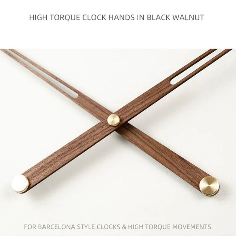 Black Walnut Wood DIY Wall Clock Hands & Brass Large Torque Movement Wall Clock Kit Axl