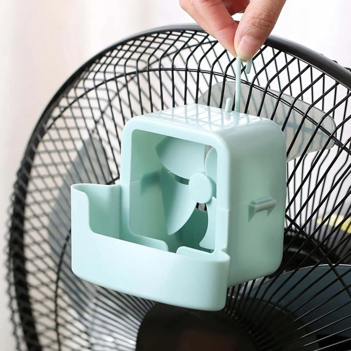 Hangable Fan Cooling Box with 4 Cups – Ice Mist Attachment Fan Cooler Attachment Axl
