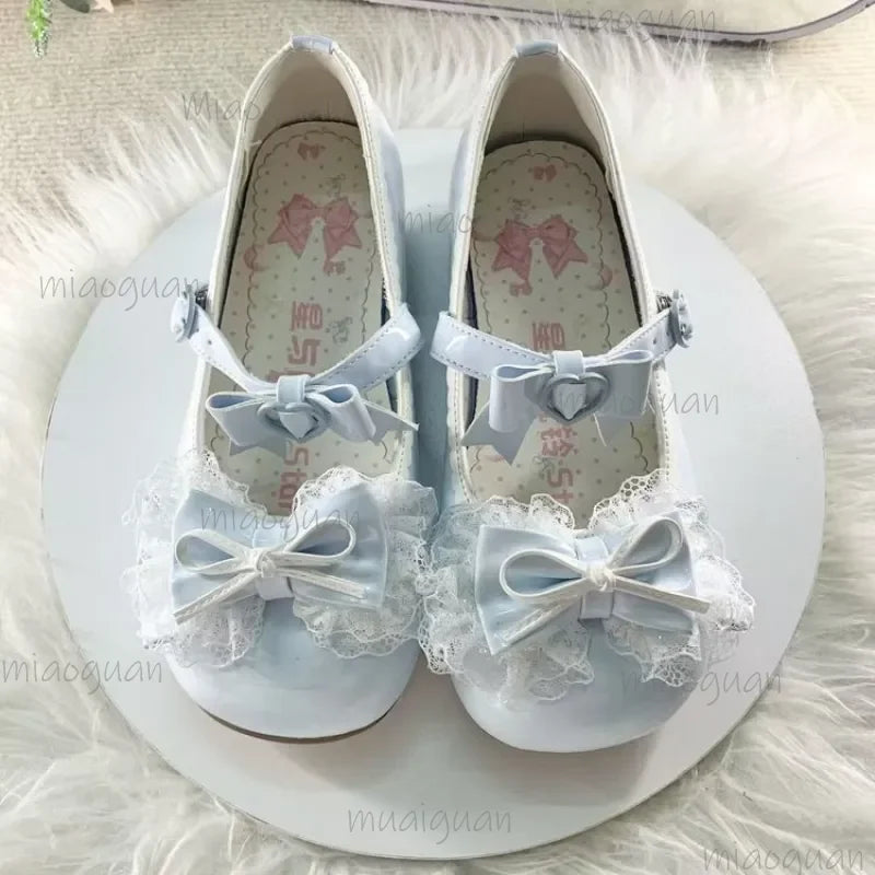 Lolita Lace Bow Mary Jane Flats – Women's Sweet Ballet Shoes Mary Jane Flats Axl