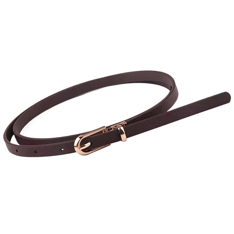 Women's Thin PU Belt – Adjustable Pin Buckle Waist Strap Women's Waist Belt Axl Coffee