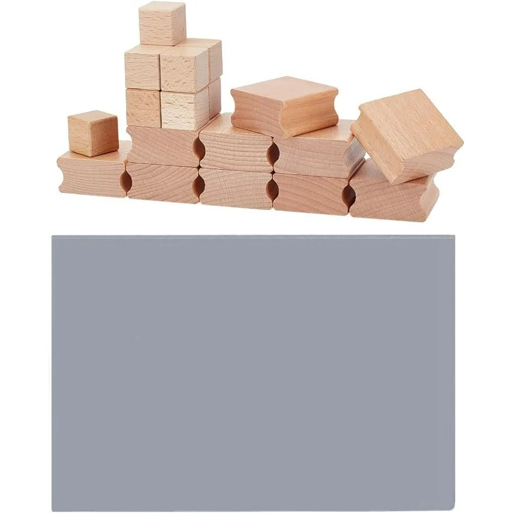 20-Pc Blank Rubber Stamp Set – Beechwood Mounts & Engraving Sheet Stamp Making Kit Axl