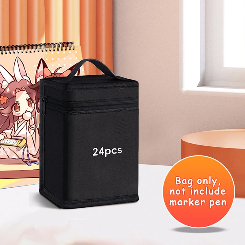 120-Slot Marker Pen Storage Bag | Large Canvas Roll-Up Organizer Marker Pen Organizer Axl 24