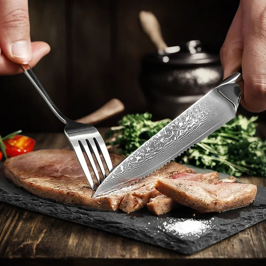 4-Piece Damascus Steel Steak Knife Set | 67-Layer G10 Handle Steak Knife Set Axl