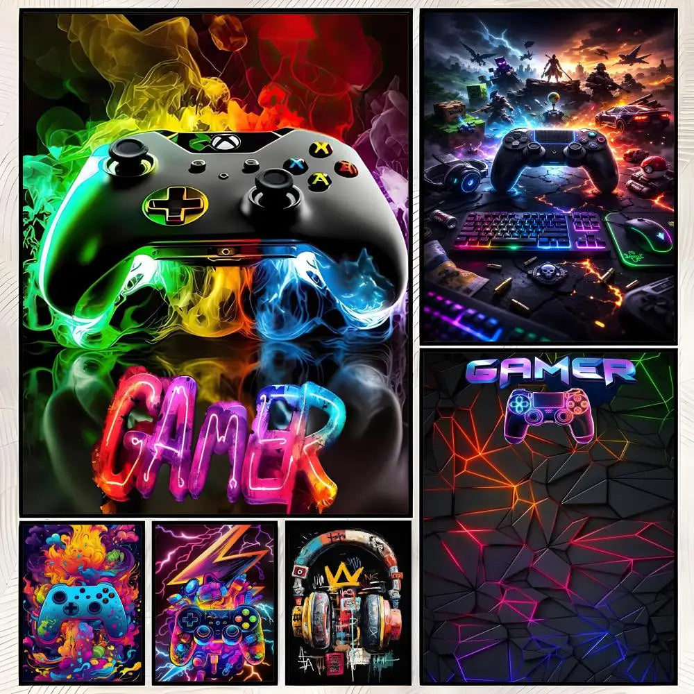 Neon Video Game Wall Poster – Self-Stick Waterproof HD PVC Art Wall Art Poster Axl