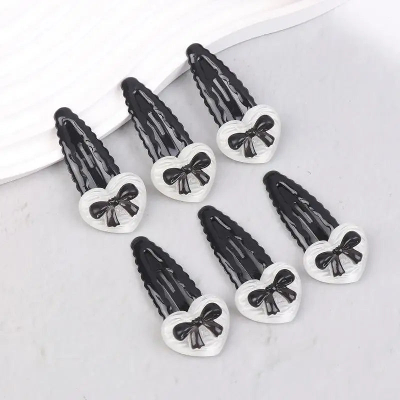 Heart Bowknot BB Hair Clips – Wavy Side Clips for Girls 2/6 Pcs Hair Clips Axl 6pcs