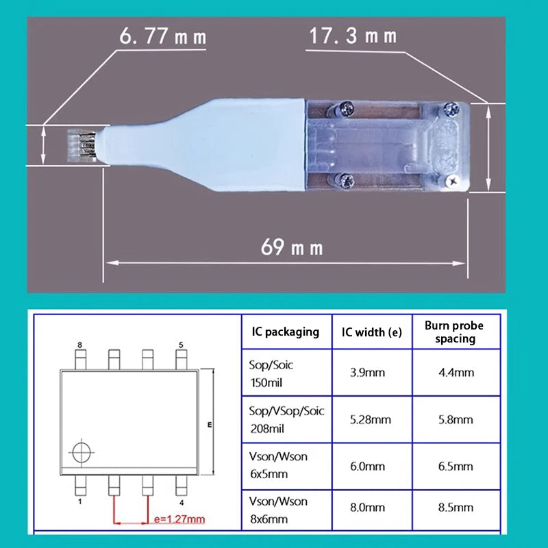 SOP8 WSON Flash EEPROM Chip Burner Probe Spring Needle Cable Chip Programmer Cable Axl