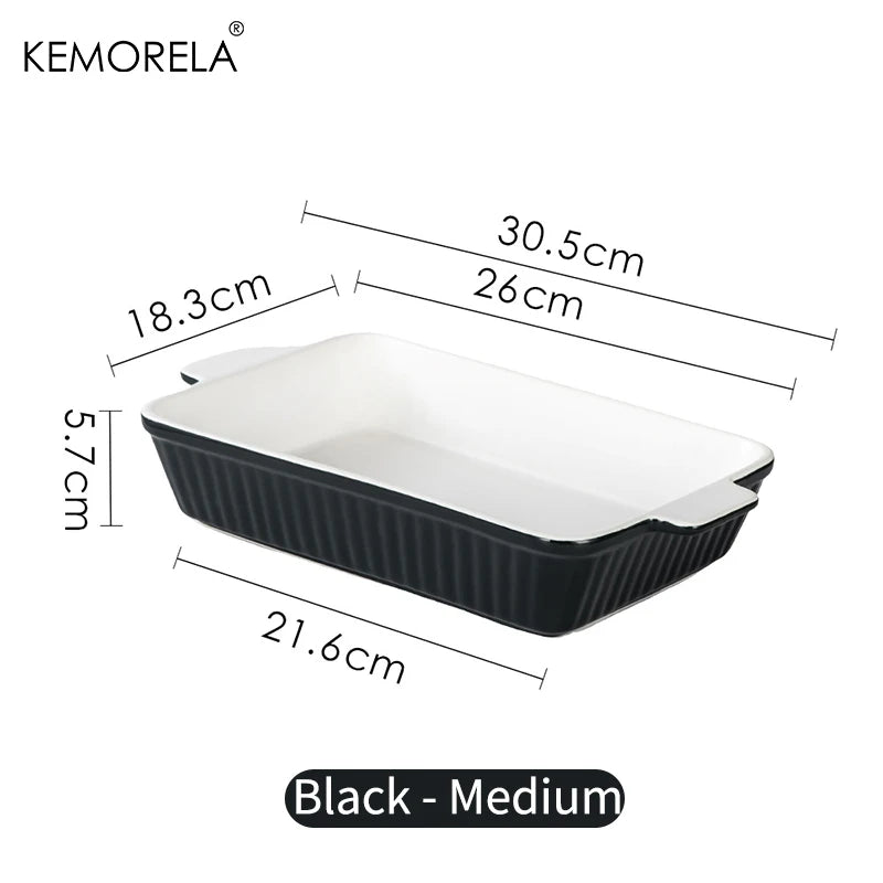 KEMORELA Ceramic Baking Dish – 3 Sizes, Handles, Oven Safe Ceramic Baking Dish Axl Black M