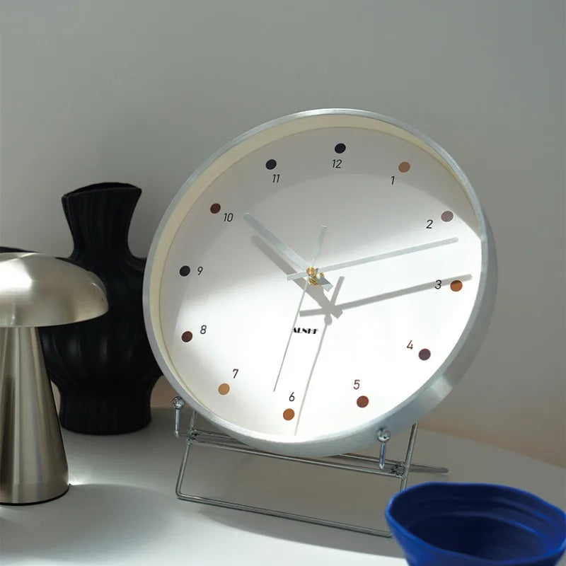 Modern Minimalist Silver Wall Clock – Silent Quartz 35cm Decorative Wall Clock Axl
