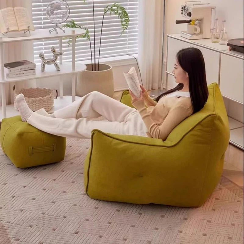 Fluffy Bean Bag Sofa Chair with Foot Pedal | Single Person Bean Bag Sofa Chair Axl