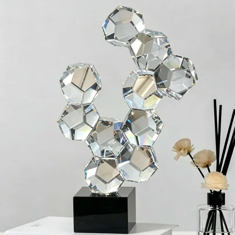 Luxury Crystal Geometric Sculpture | Modern Home Decor Art Crystal Sculpture Axl