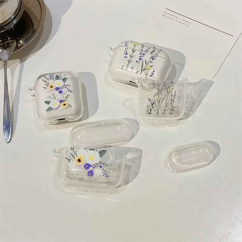 Floral Transparent AirPods Case – AirPods 1, 2 & Pro Cover Earphone Case Axl