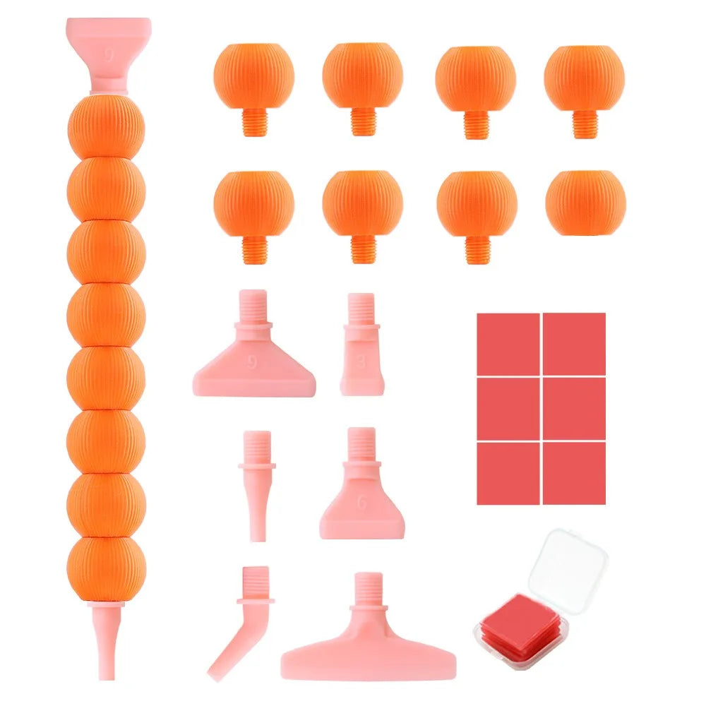 5D Diamond Painting Pen Kit – 12 Pen Tips & Clay Included Diamond Painting Tool Axl Orange-6Tips
