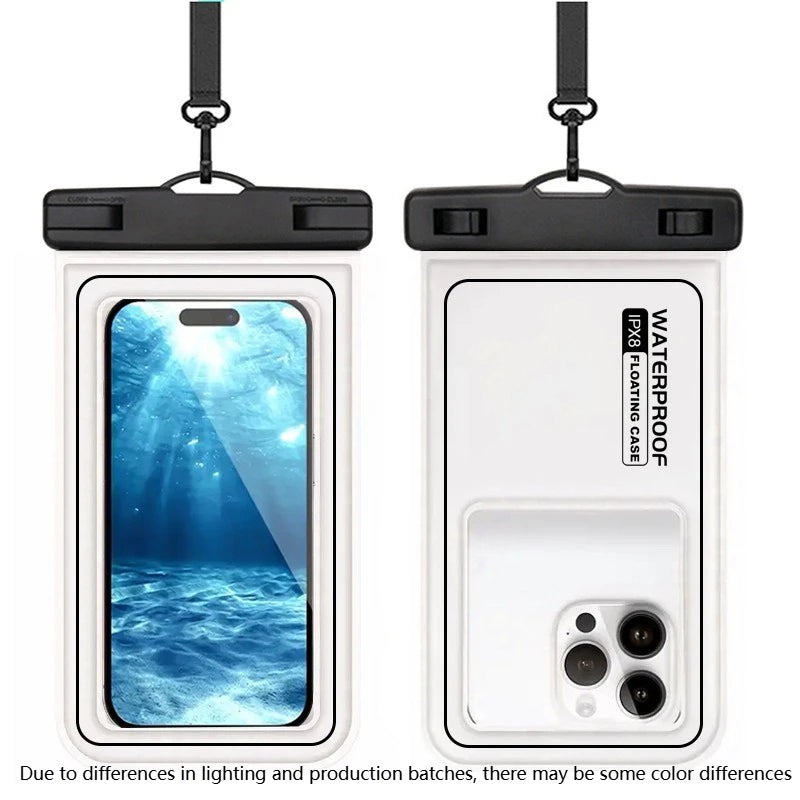 Phone Waterproof Bag with Tether – Beach, Swim & Ski Case Waterproof Phone Bag Axl white-1pcs